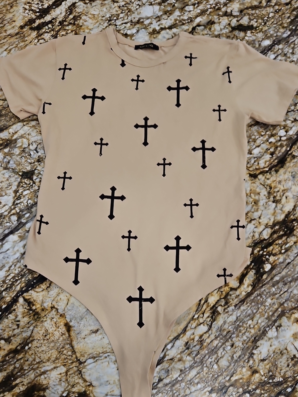 Ruby & Lace One-Piece Bodysuit with Cross Print. Unsized Refer To Pictures